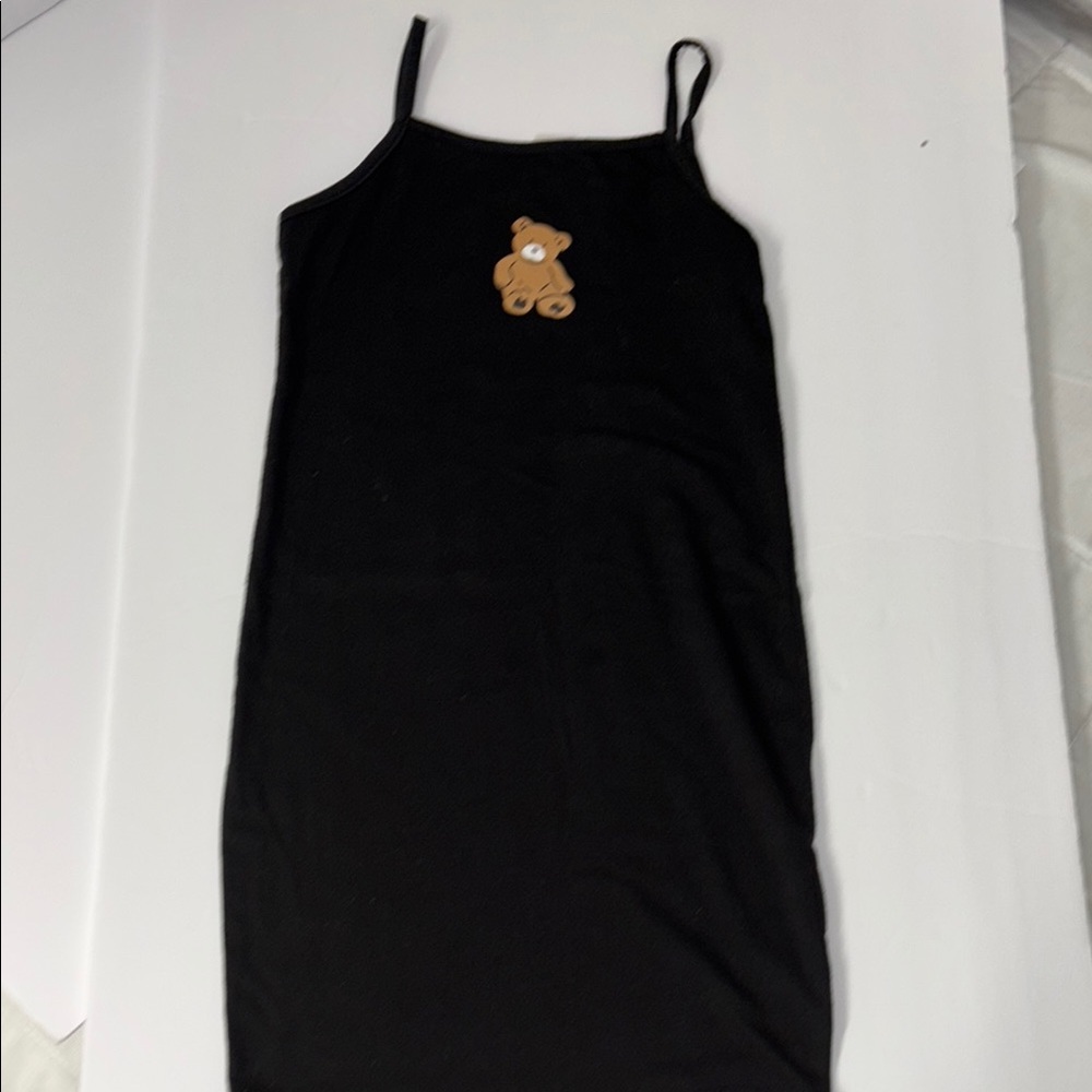 SHEIN Black Dress with Teddy Bear Patch